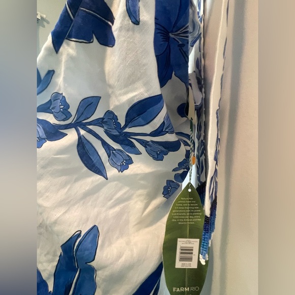 NWT FARM Rio White and Blue Floral Maxi Dress - Picture 11 of 16